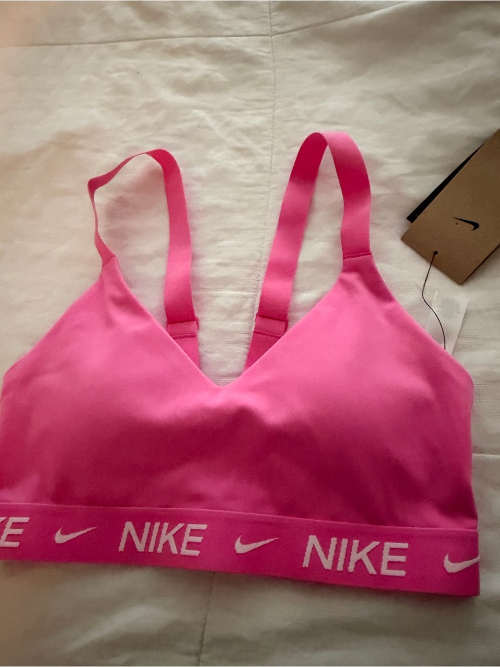 Nike Hot Pink Logo Elastic Sports Bralette